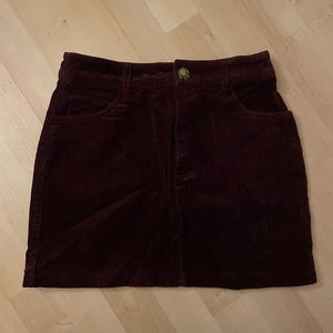 Burgundy Corduroy Mini Skirt